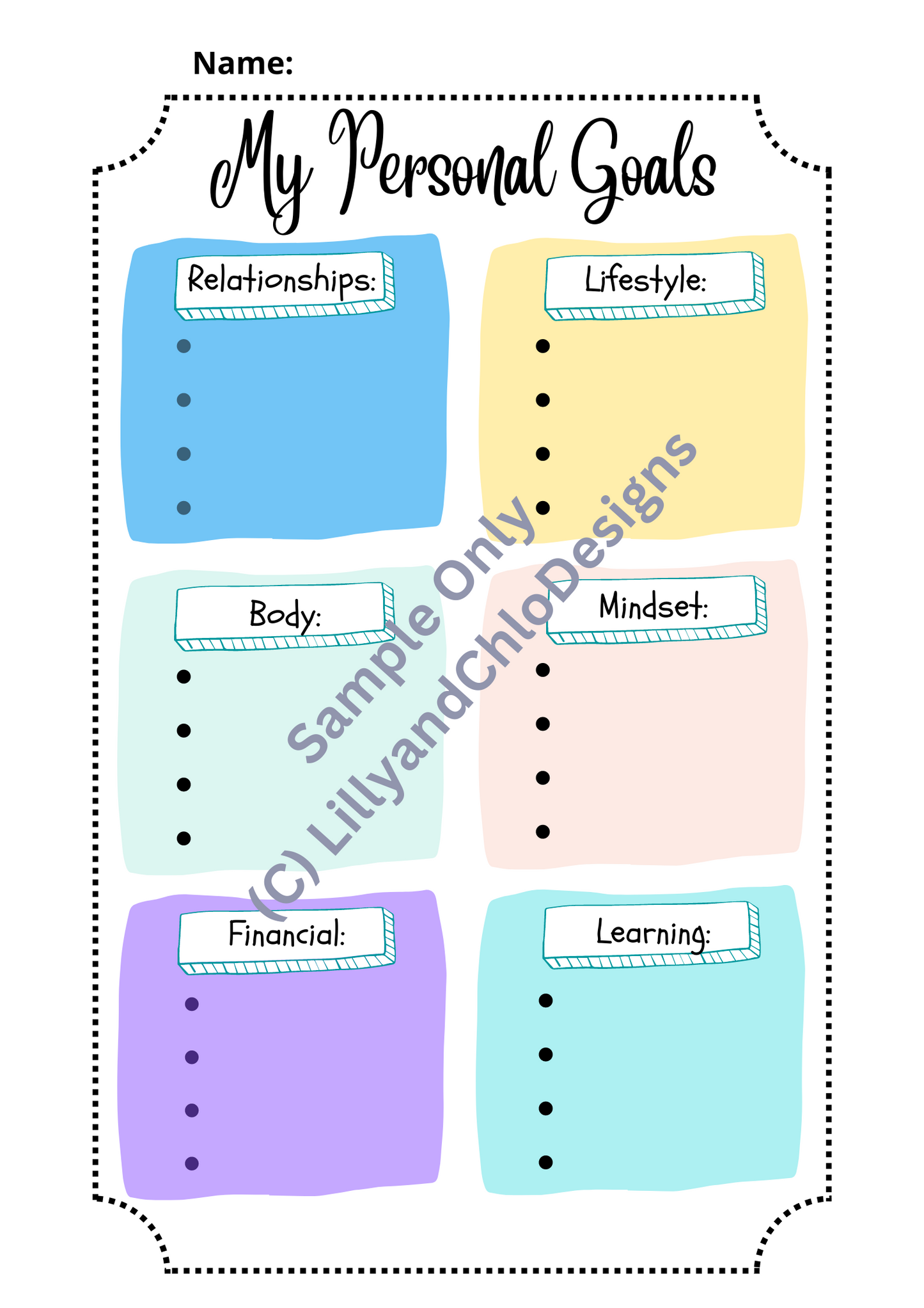 Family & Personal SMART Goal Setting Template Bundle in Pastel