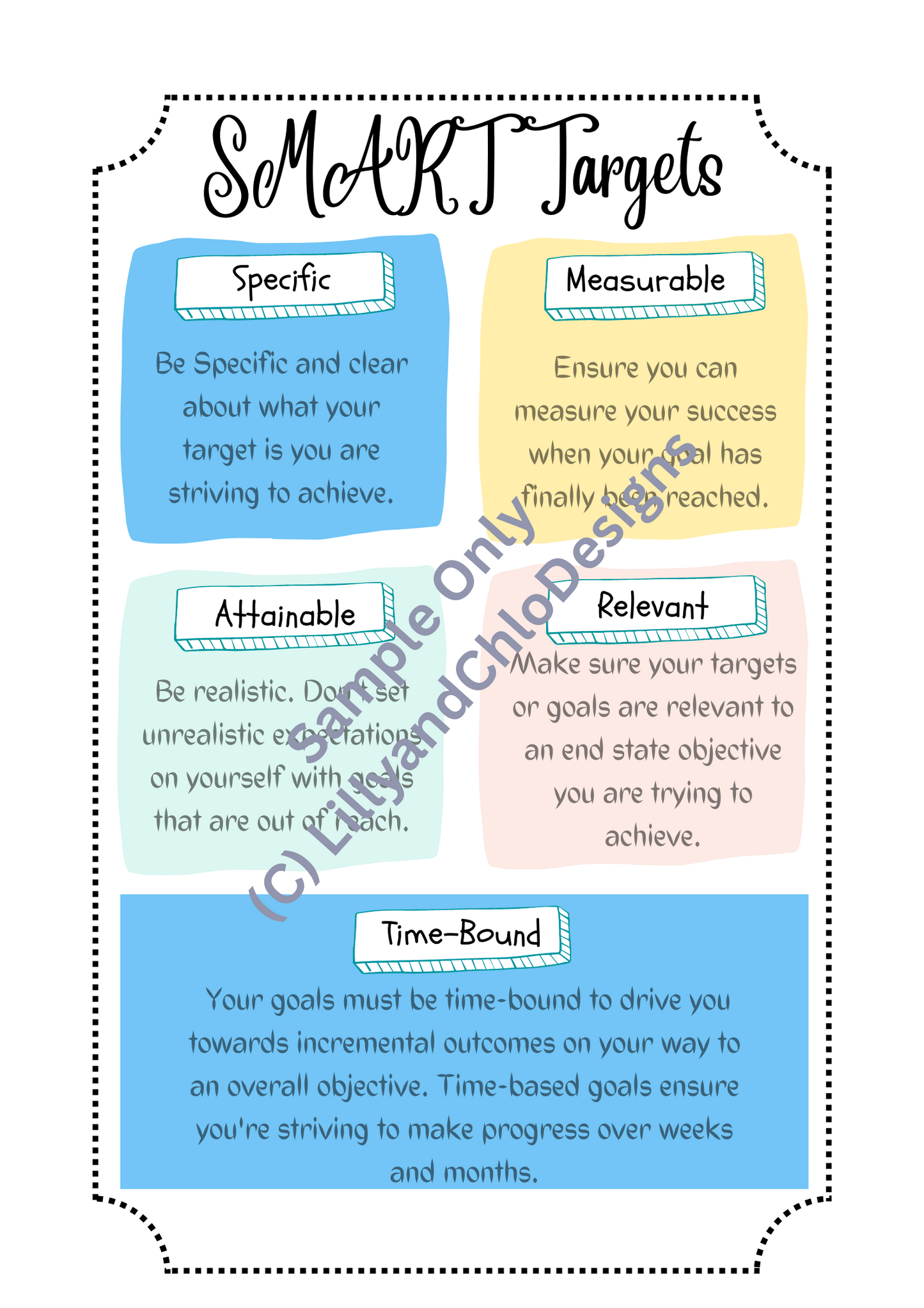 Family & Personal SMART Goal Setting Template Bundle in Pastel