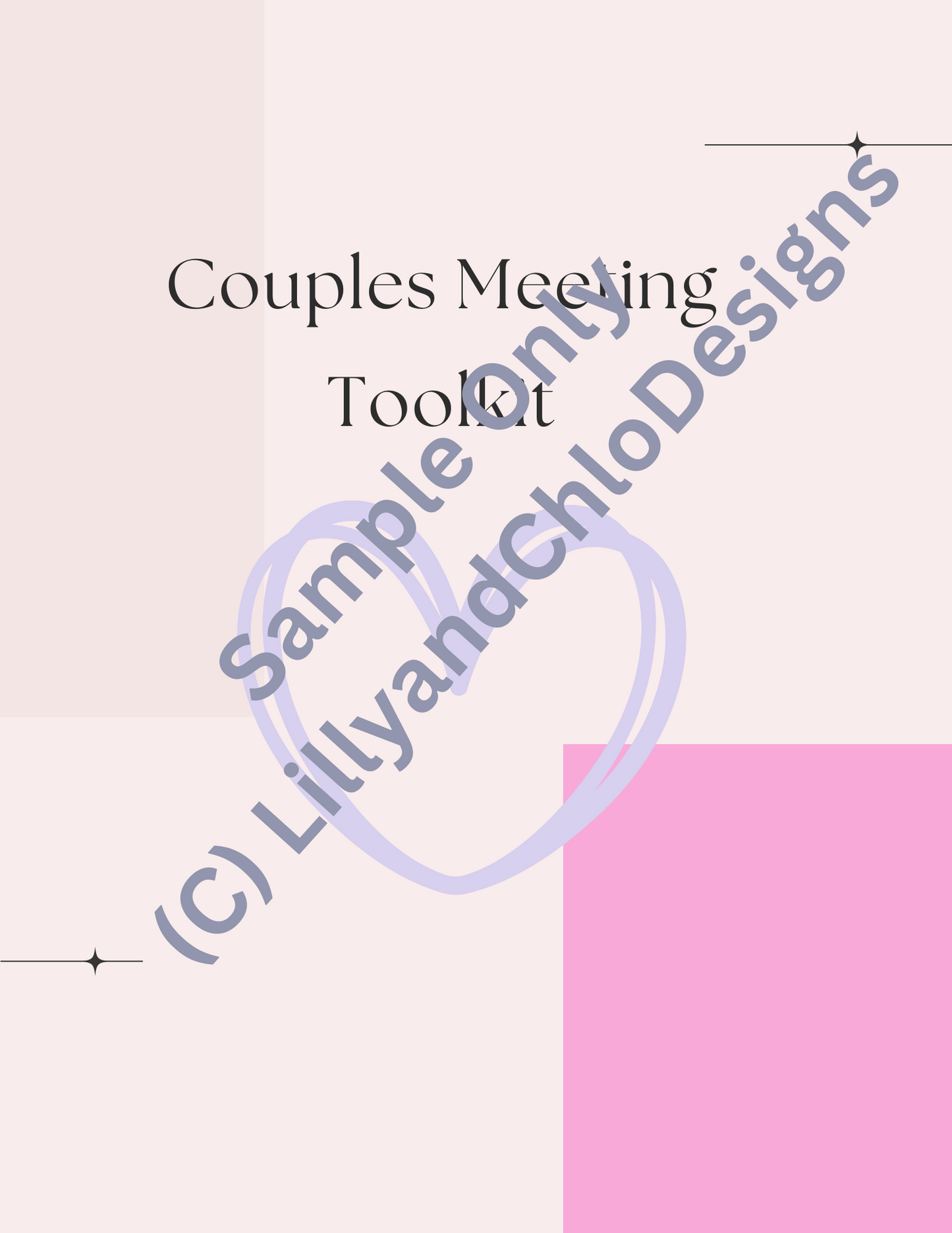 Couples Meeting Toolkit Cover page, Relationship Improvement Meetings, Family Meetings, Marriage Meeting.